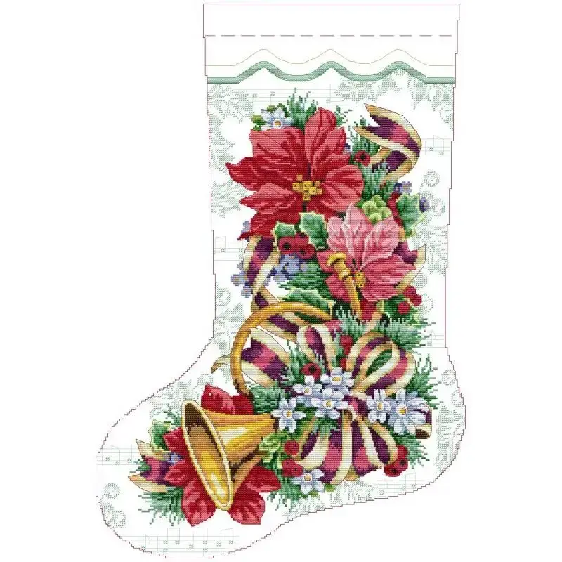 Thumbnail: Christmas Stocking Series NKF Cartoon Pattern Cross Stitch Kit 14 16 11CT White 