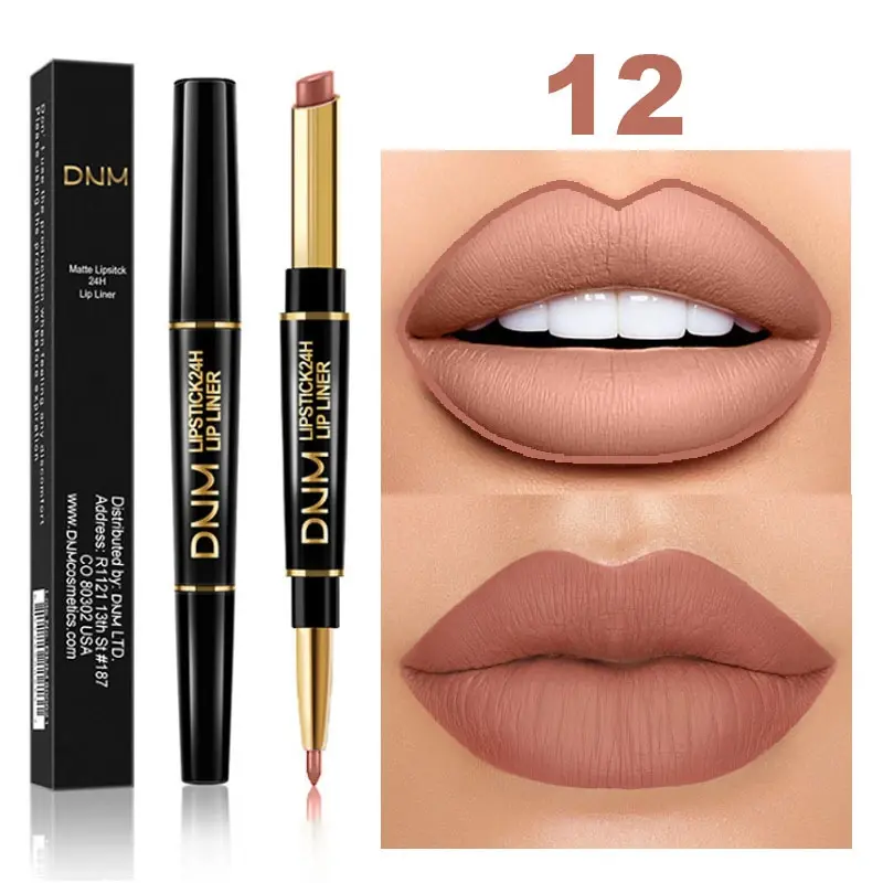 Thumbnail: DNM Double-ended Matte Lipstick Pencil Non-stick Cup Long Lasting Lipstick Lip L
