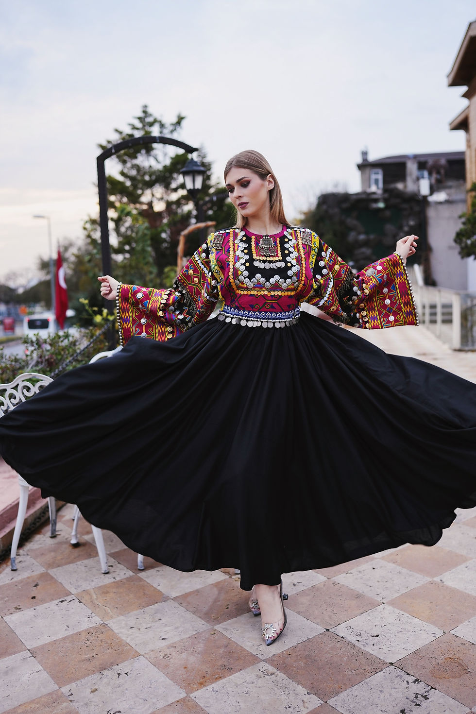 Thumbnail: Boho Nooristani Hand-embroidery Dress