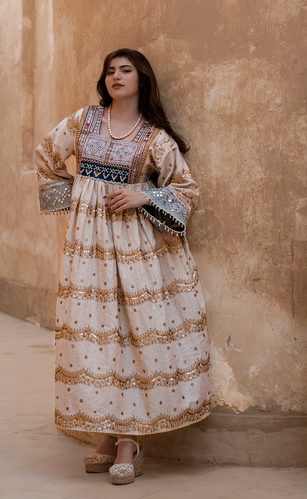 Desert Pearl Mirrorwork Dress | Laman