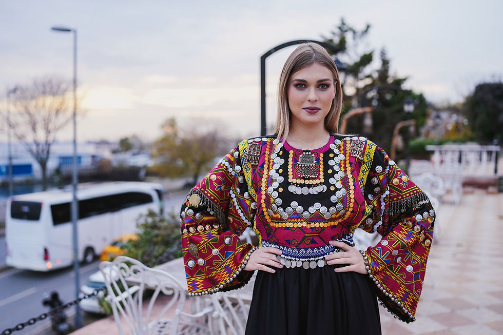 Thumbnail: Boho Nooristani Hand-embroidery Dress