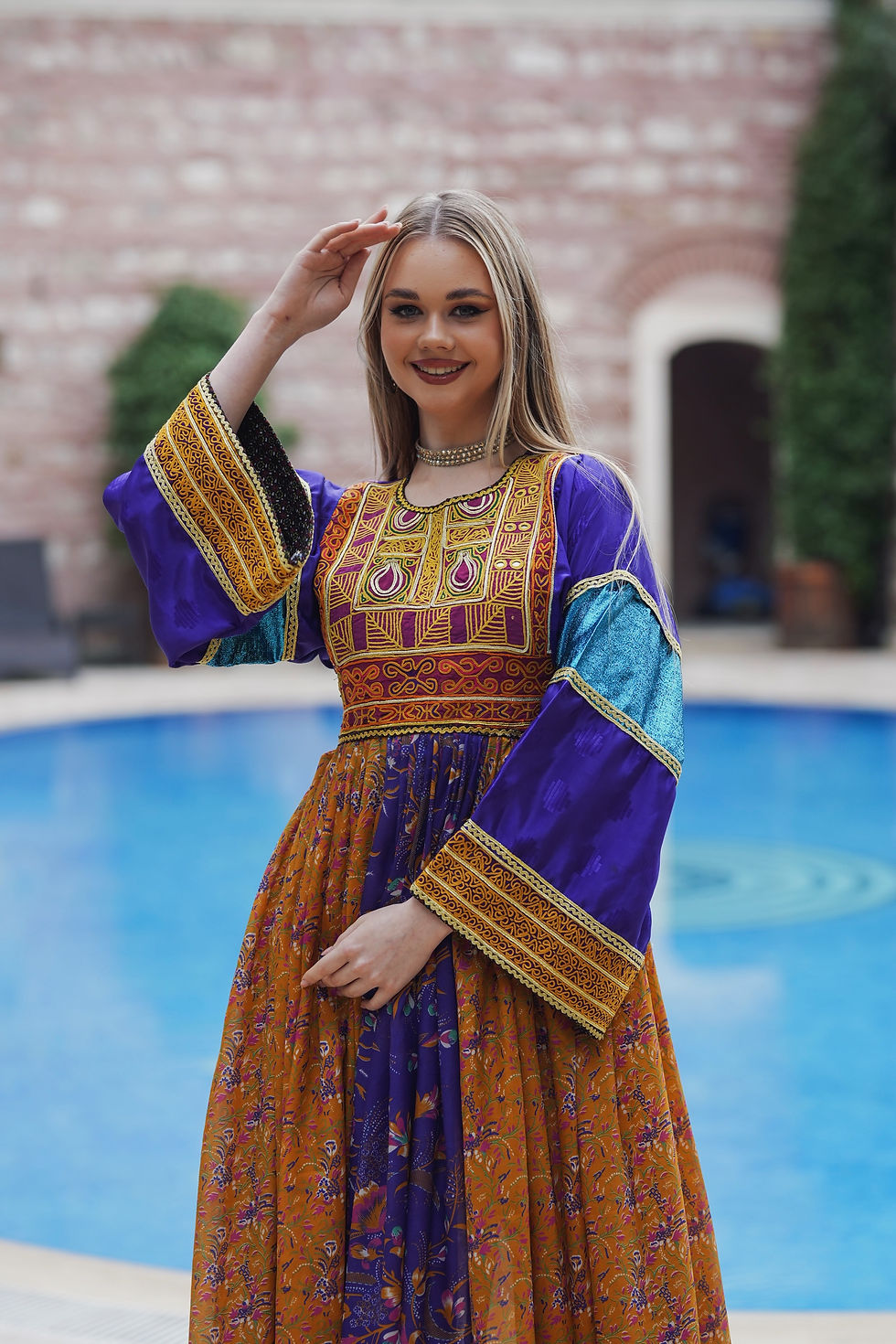 Thumbnail: Colorful Hand Embroidery Pleated Dress