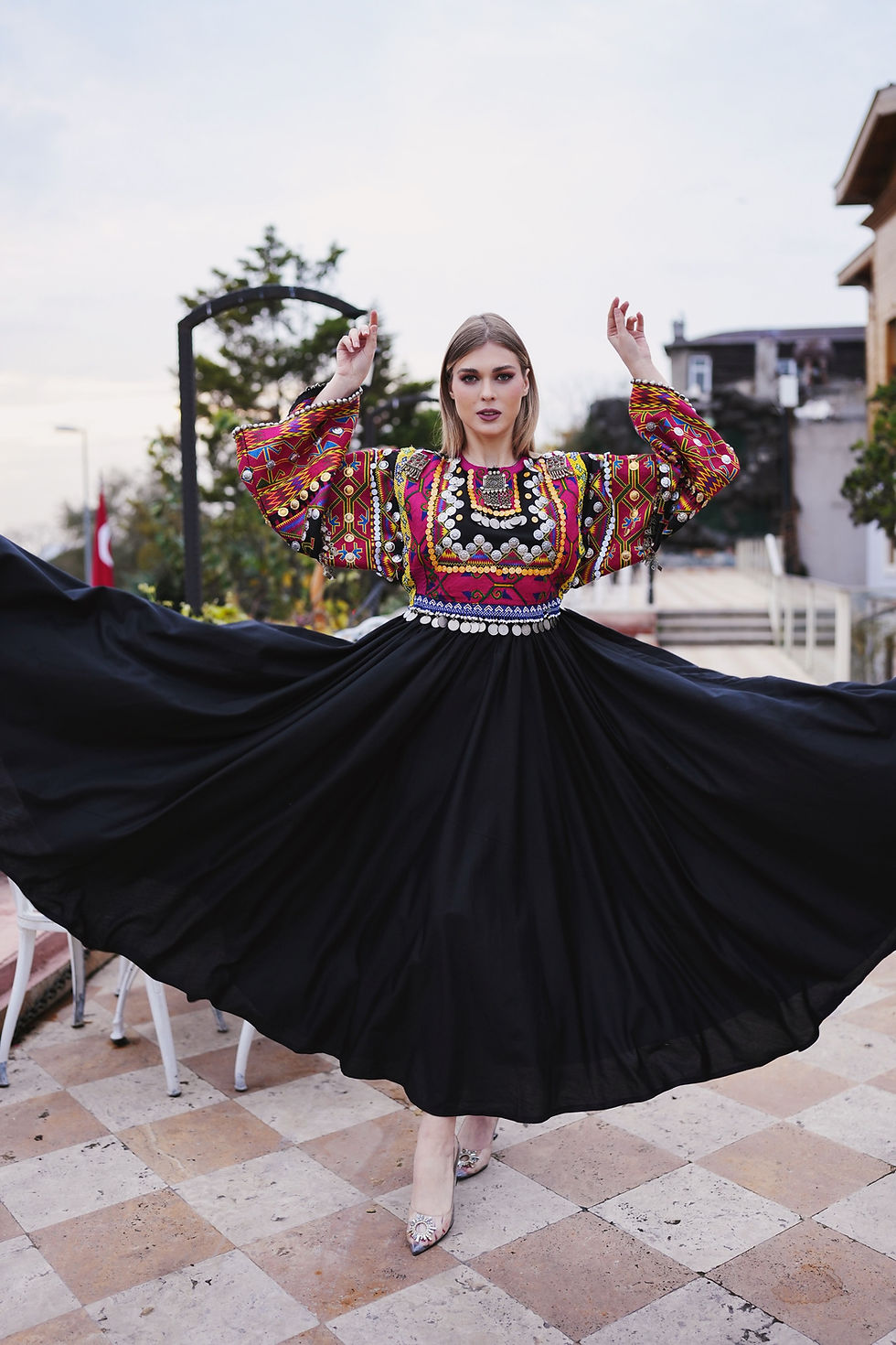 Thumbnail: Boho Nooristani Hand-embroidery Dress