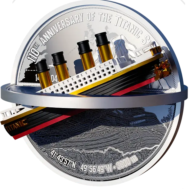 срібна монета Titanic 3D 2022 Niue 2 oz Ag .999