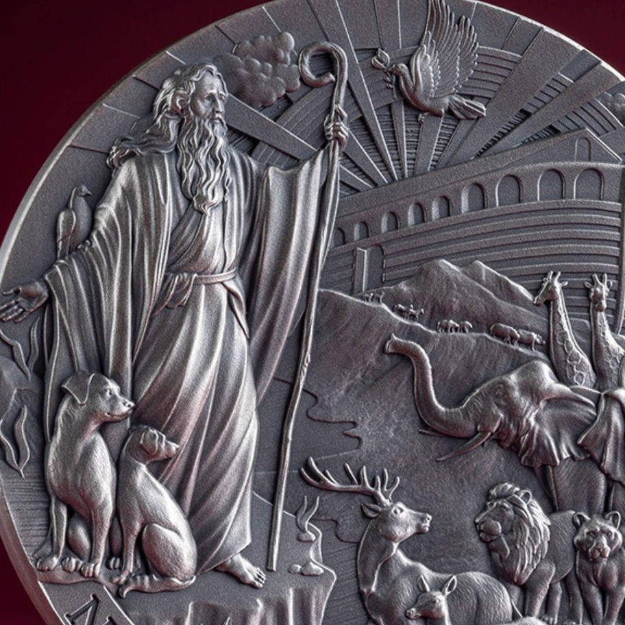 Срібна монета Cameroon 2025 “The Noah’s Ark”, 2 унції срібла .999, Antique Finish, високий рельєф.
