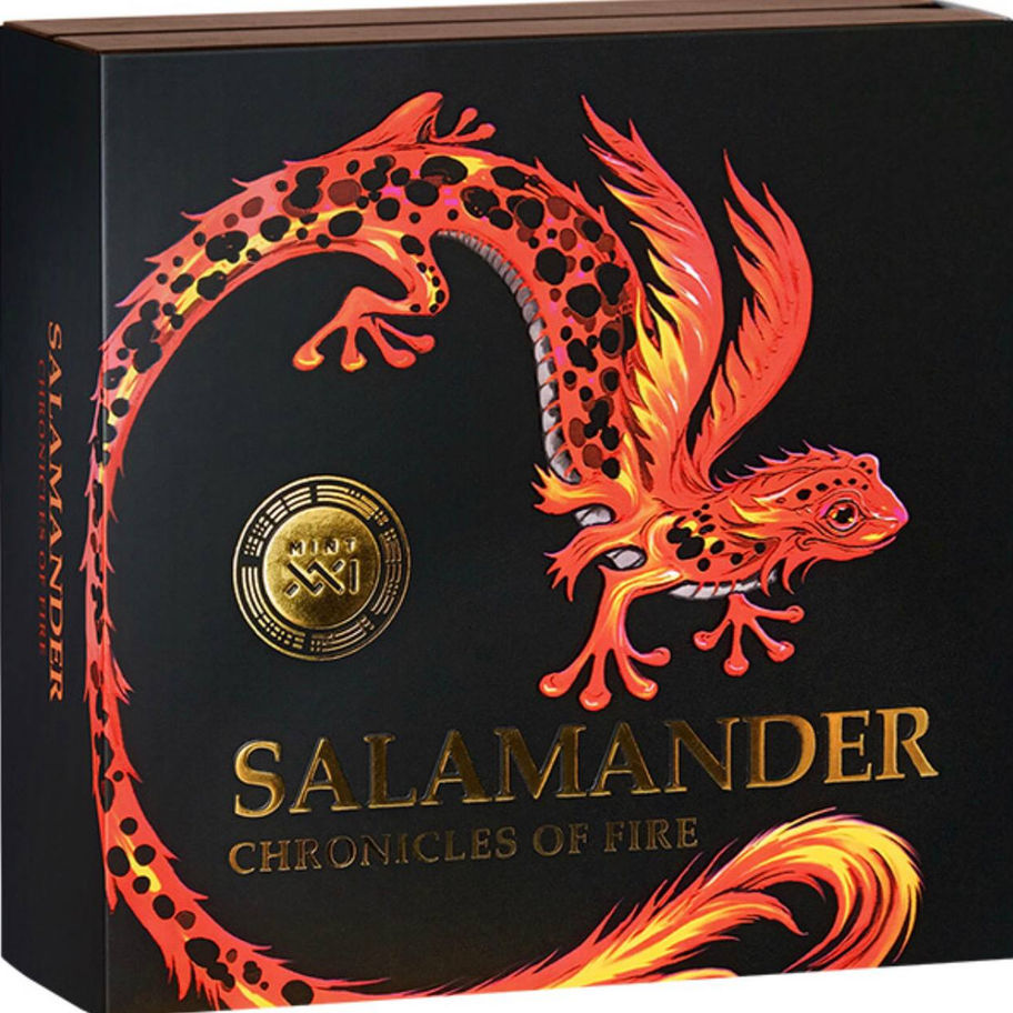 Срібна монета Ghana 2024 Salamander 2 oz Ag .999 Chronicles of Fire