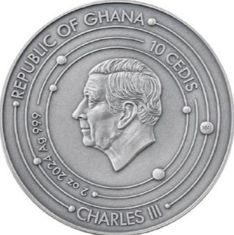 Срібна монета Ghana 2024 Earth 2 oz Ag .999 Solar System