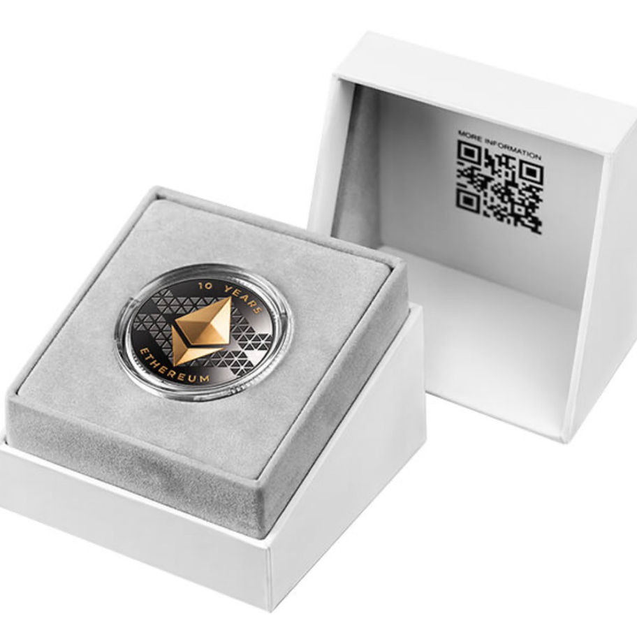 Срібна монета United Crypto States 2025 Ethereum 0.001 Ether, 1 унція, Proof, Ruthenium plating