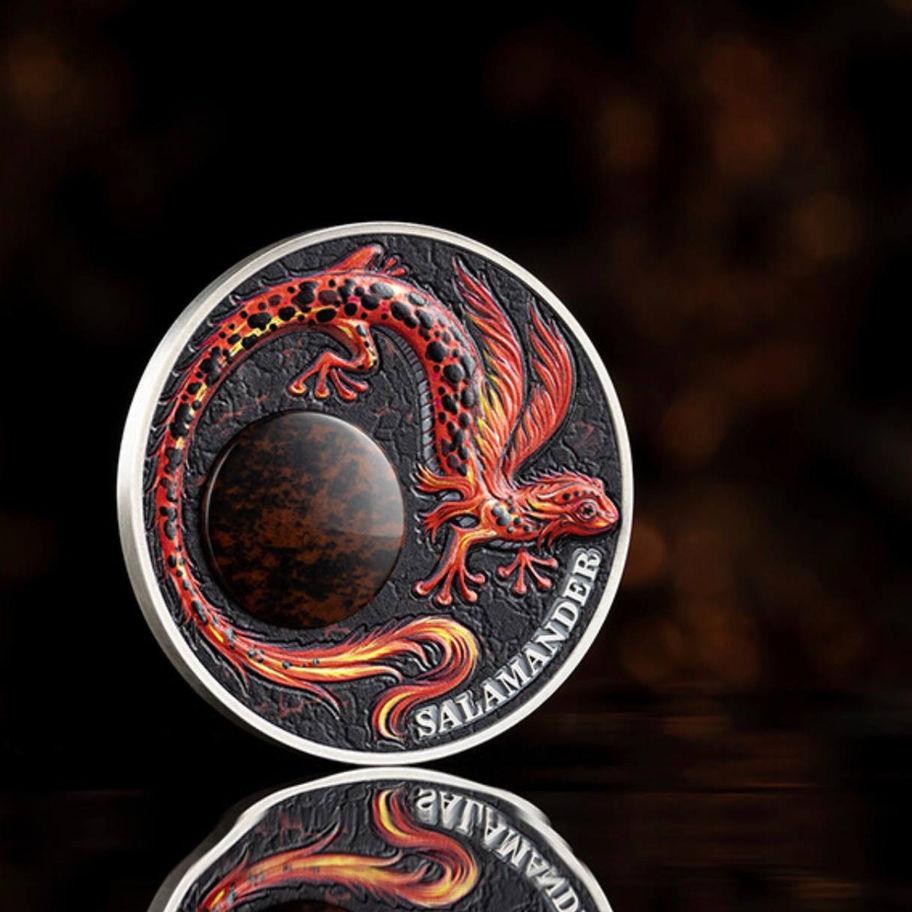 Срібна монета Ghana 2024 Salamander 2 oz Ag .999 Chronicles of Fire