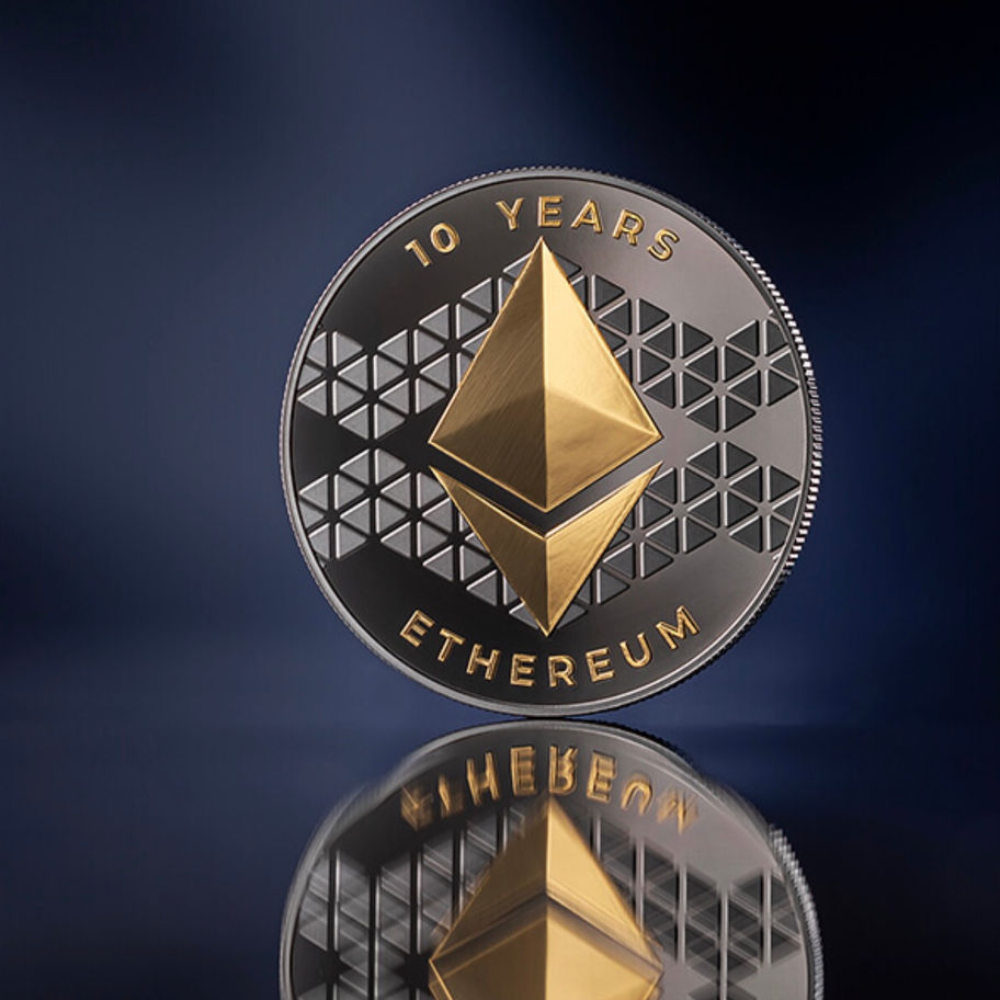 Реверс монети United Crypto States 2025 – стилізований логотип Ethereum у Proof дизайні