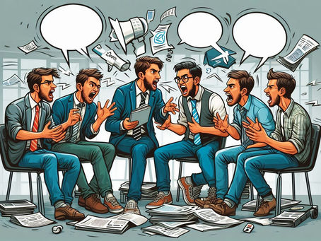 Imagen generada con IA en la que se ve a un grupo de amigos discutiendo
