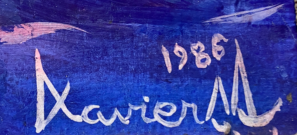 Xavier Castellanos - Pueblo Azúl con luna llena