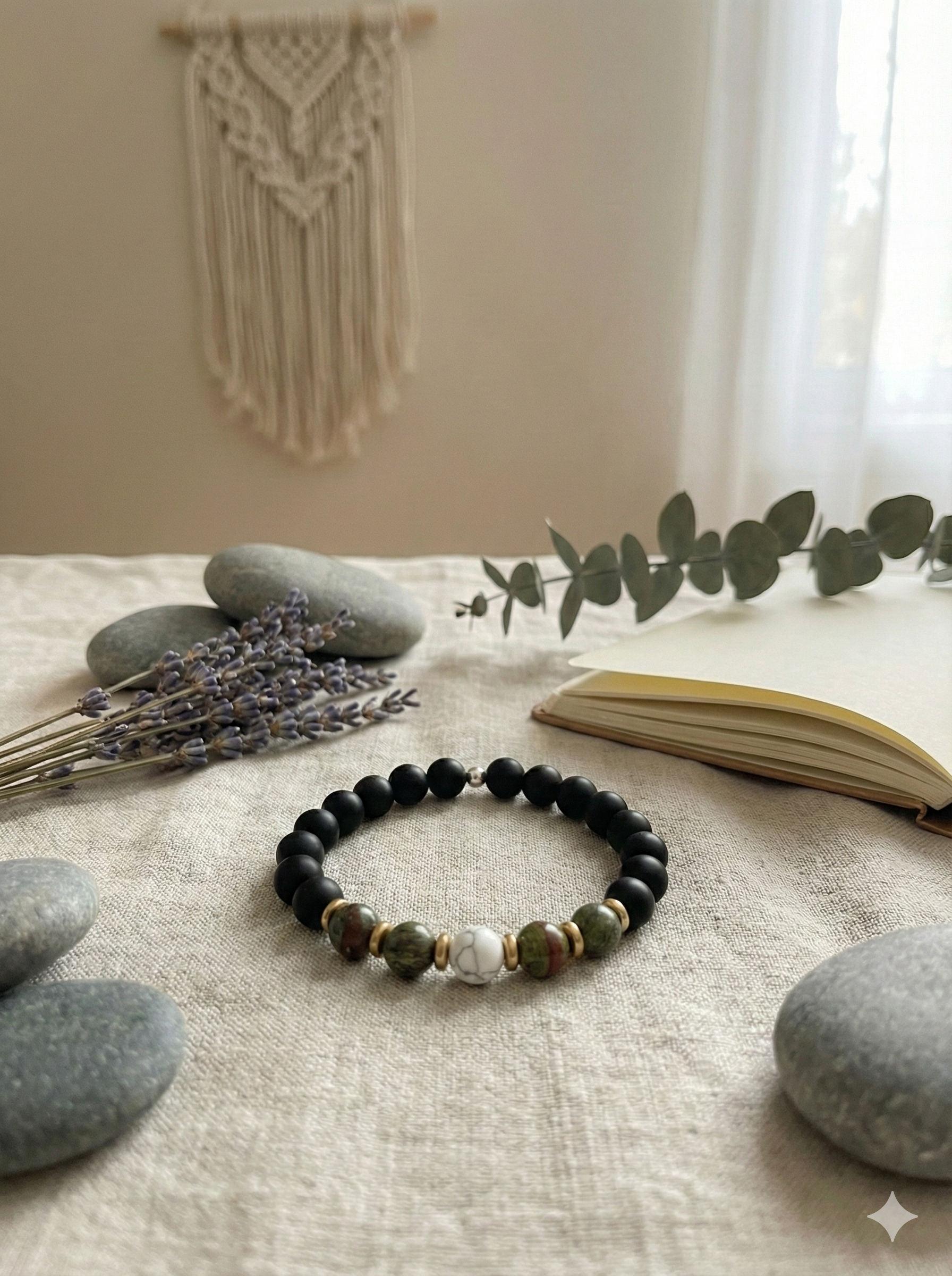 Le Cercle d'Ancrage – Bracelet d'Alignement Onyx & Howlite | Collab Moka Flow