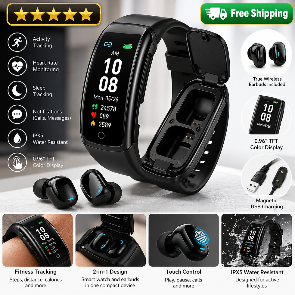 2-in-1 Smart Watch & True Wireless Earbuds Fitness Combo product image