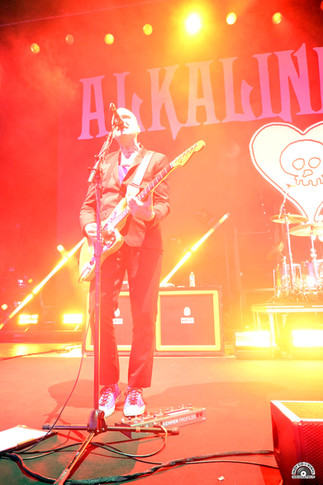 Alkaline Trio performing live on stage at Ruoff Music Center on 9/17/25
