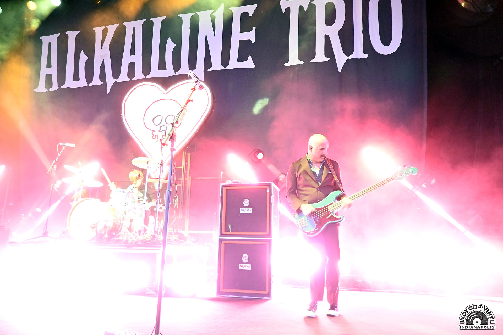 Alkaline Trio performing live on stage at Ruoff Music Center on 9/17/25