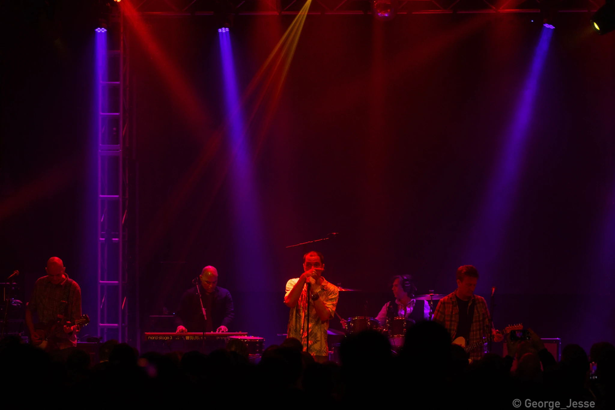 Jason Narducy and Michael Shannon and band performing R.E.M. songs at The Vogue in Indianapolis
