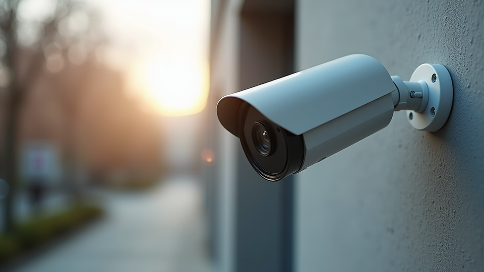 Close-up view of a 4MP IP bullet camera mounted on a wall