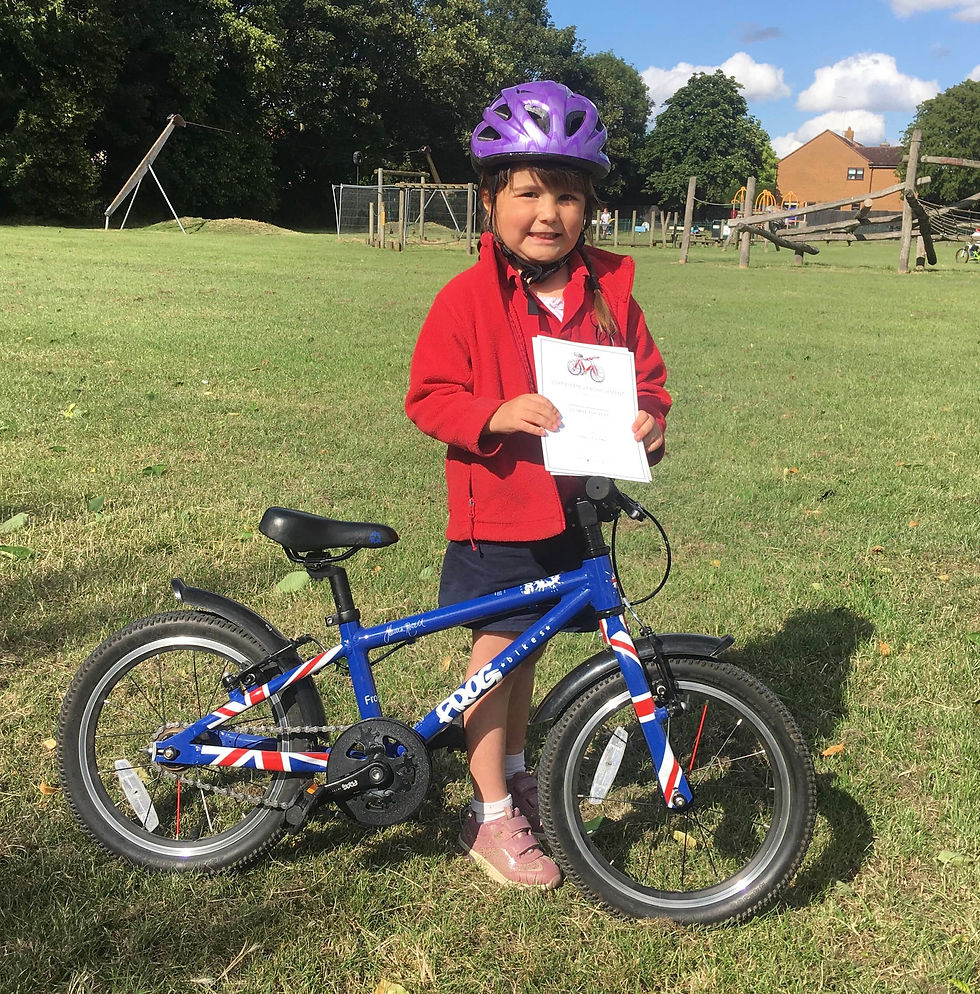 Children learn to cycle in their first cycling lesson
