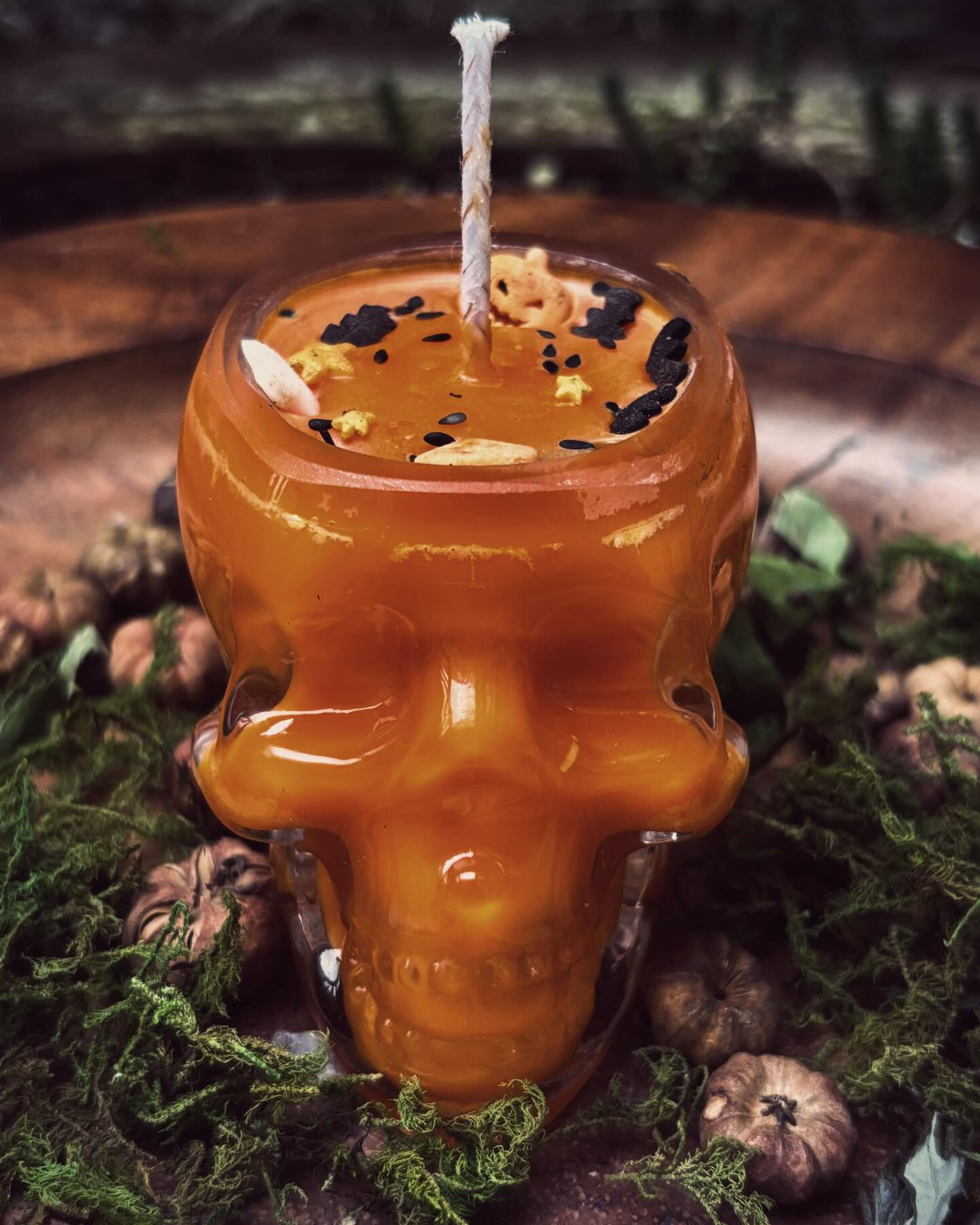 All Hallows' ★ Pumpkin ★ Spell Skull Candle