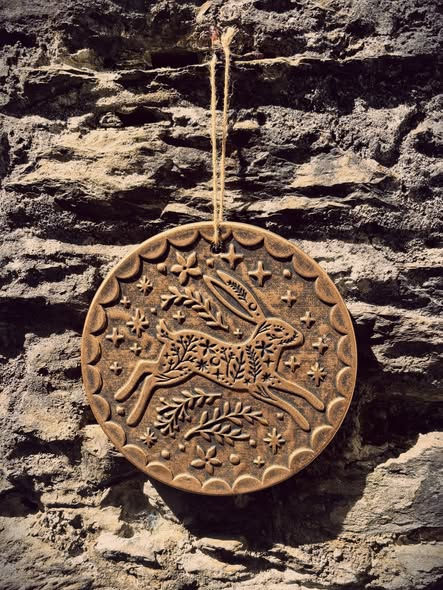 Bronze effect ★Folk Witch ★ Shapeshifting Hare ★ plaque