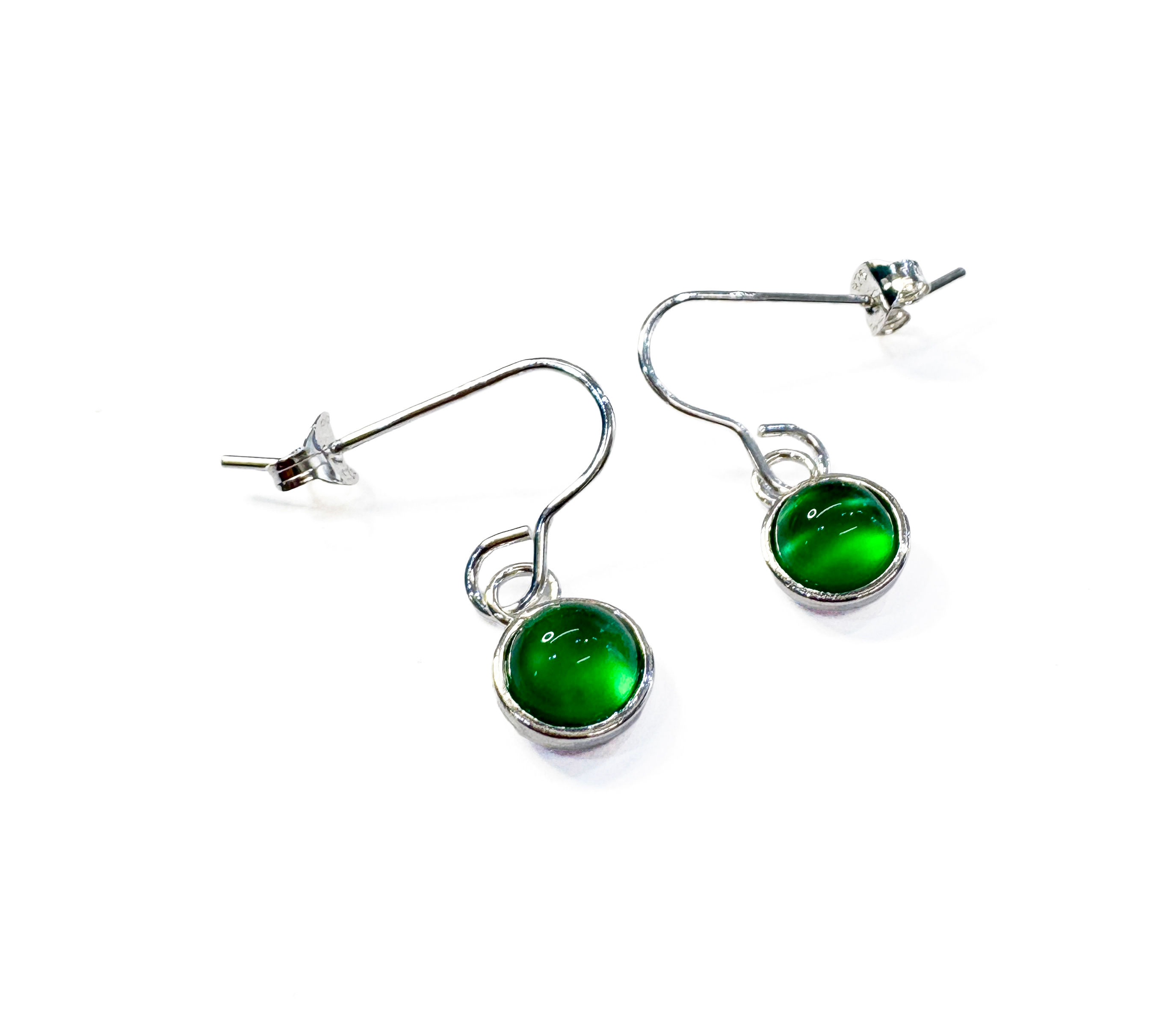 green onyx cabochon earrings