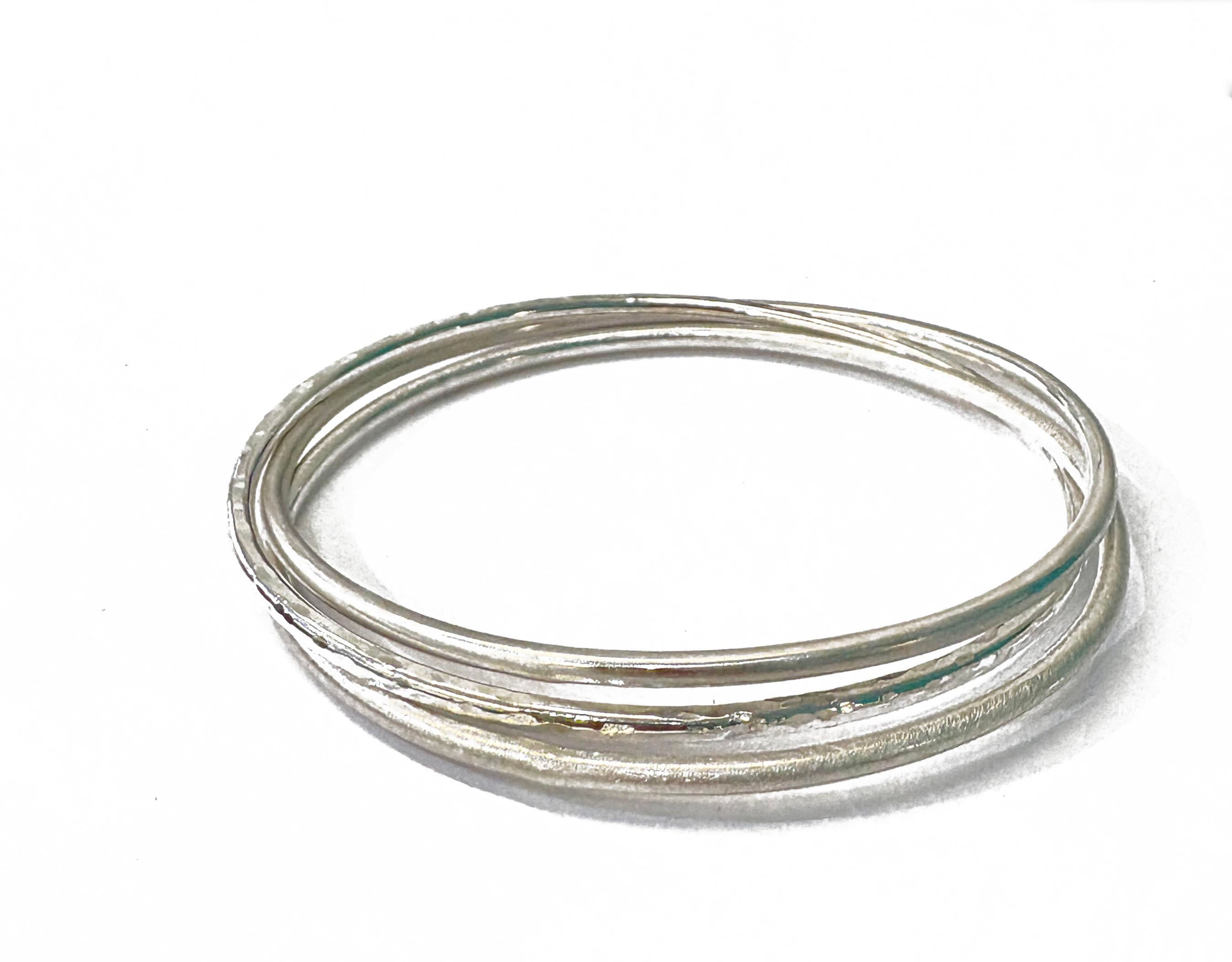 hammered hoop layered bangle