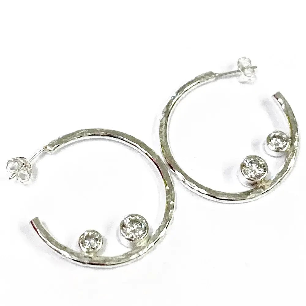 Abby Filer - hammered hoops with cz stones