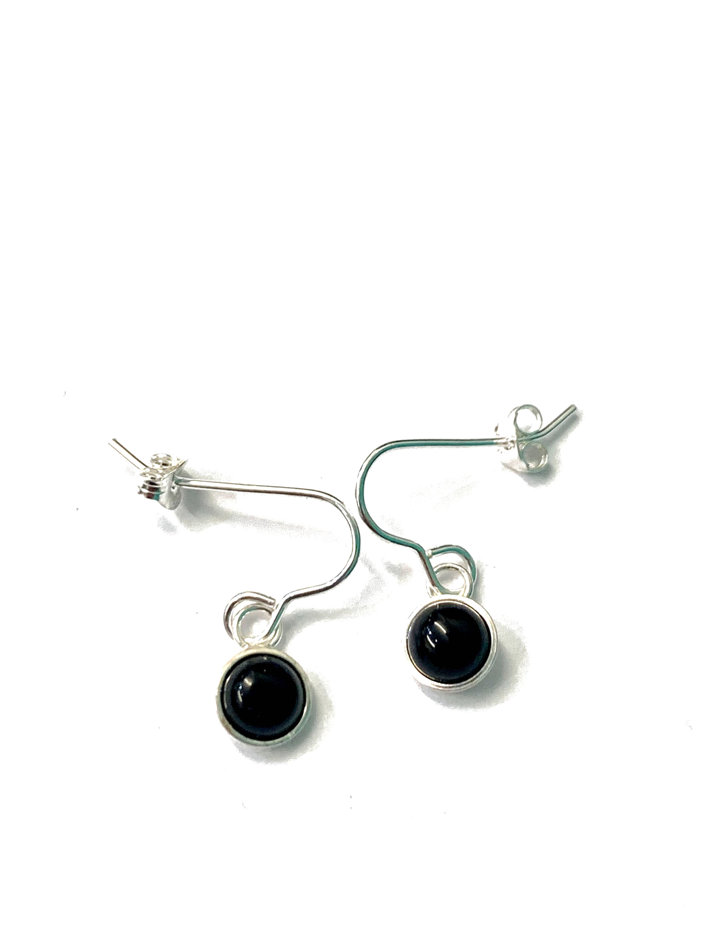 black onyx dome earrings