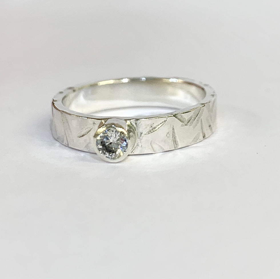 Thumbnail: textured ring with cubic zirconia