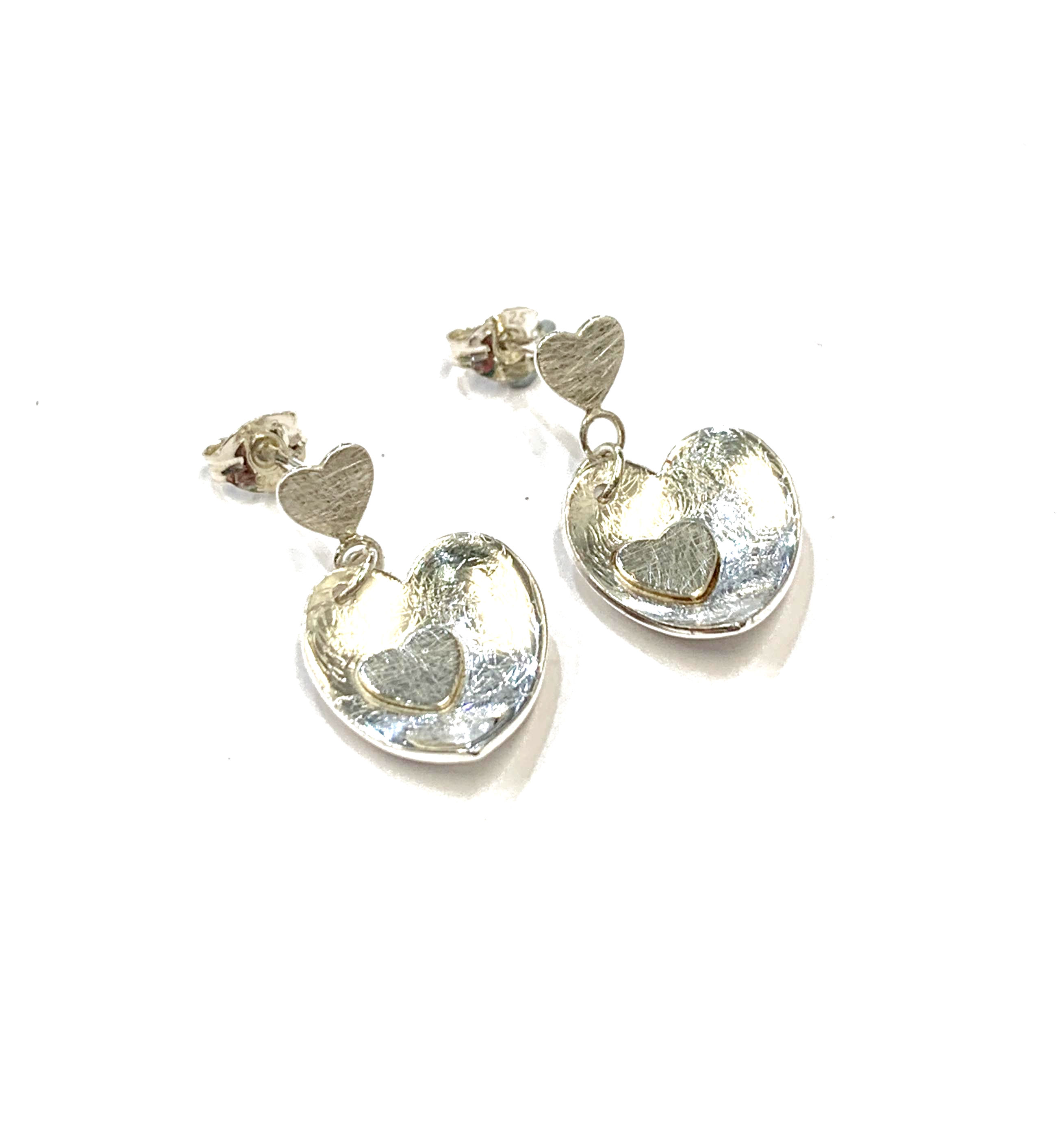 triple heart stud earrings