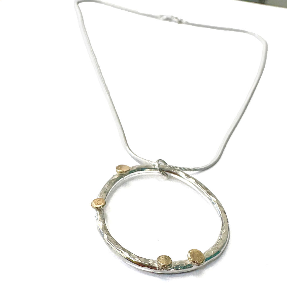 Thumbnail: Silver and 9ct gold necklace