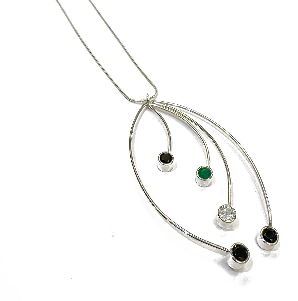 Thumbnail: Abby Filer - green onyx, white topaz and black spinel necklace