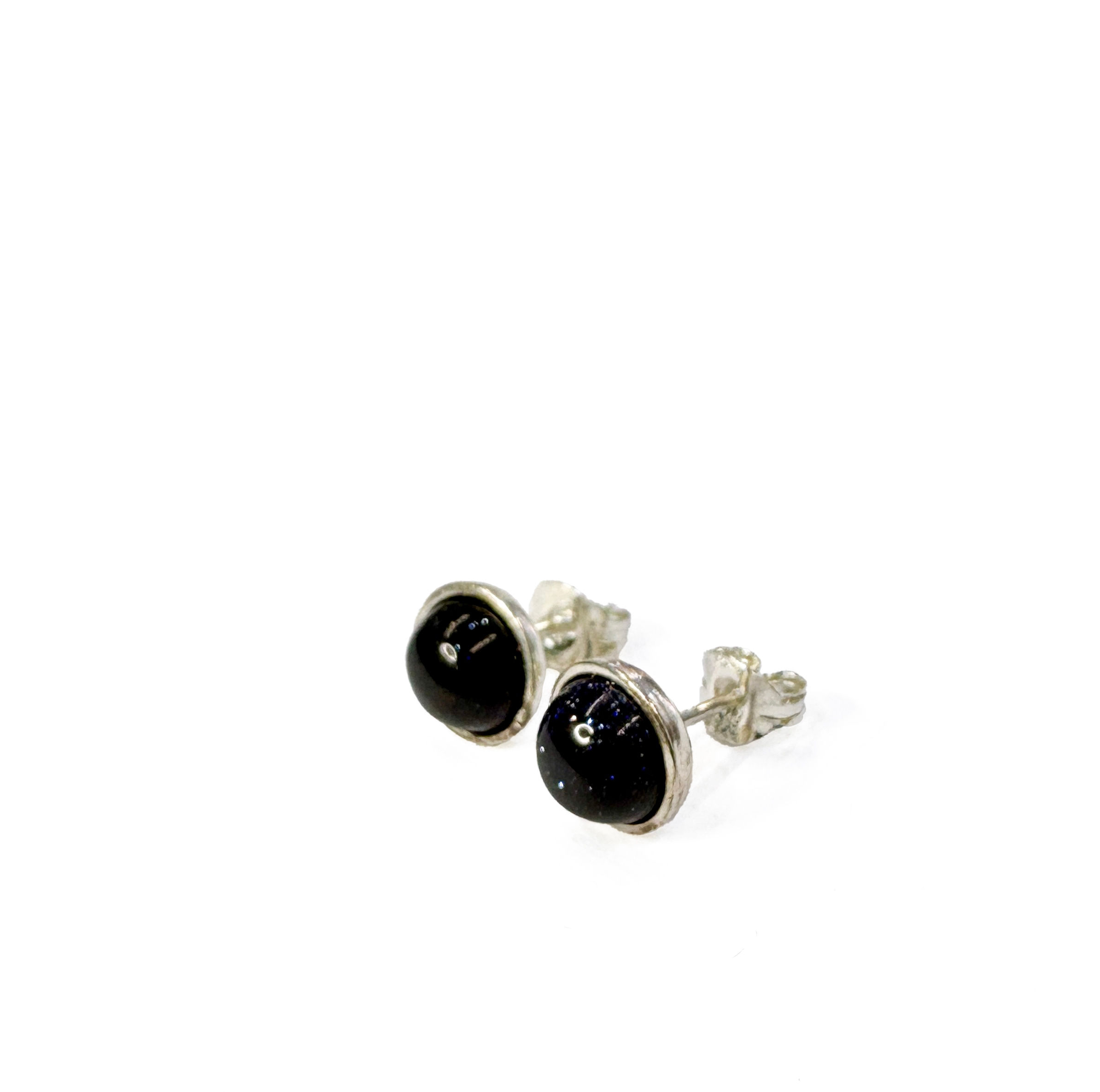Abby Filer - blue goldstone dome earrings