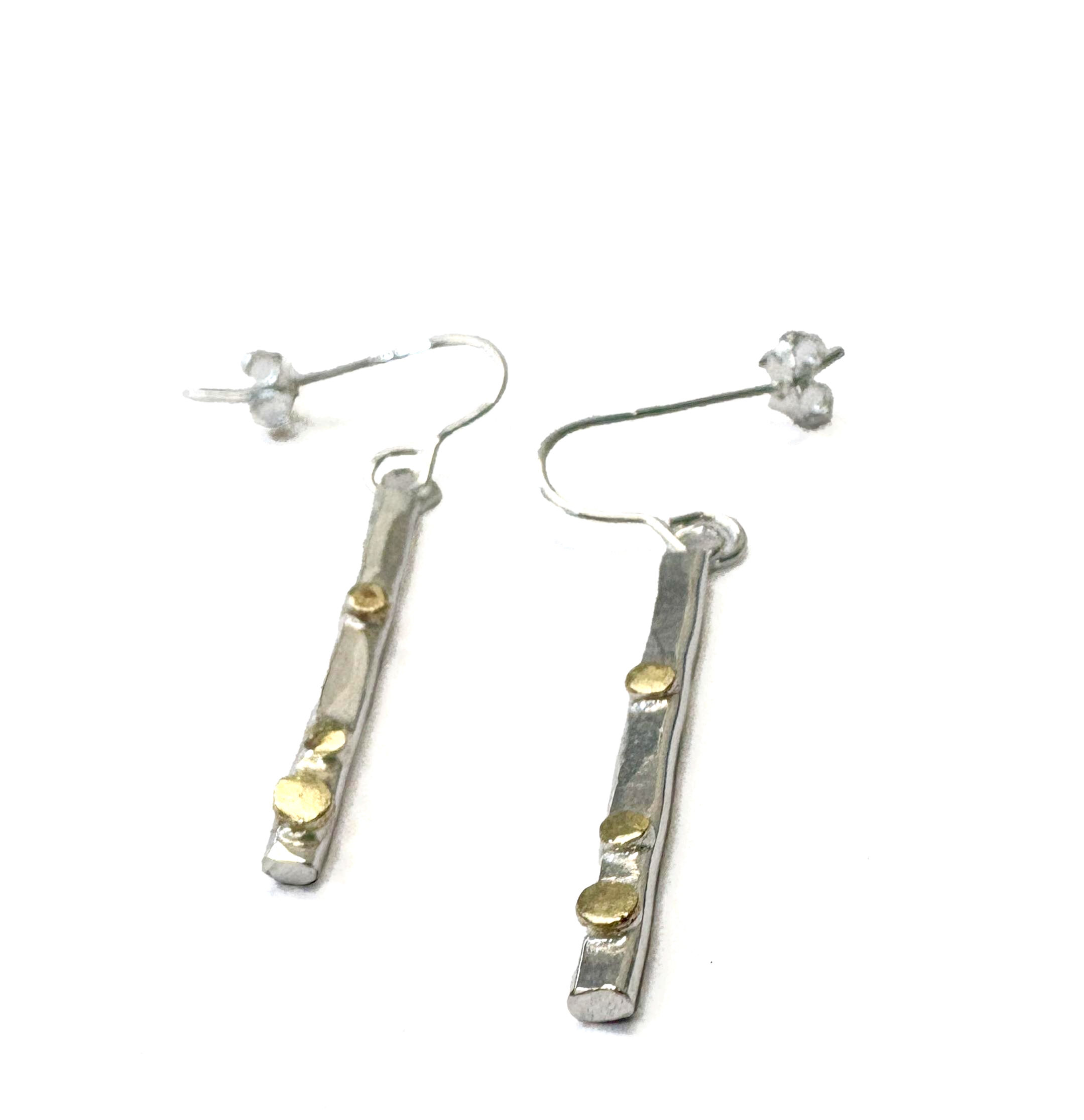 Abby Filer - Silver bar earrings with 9ct gold details