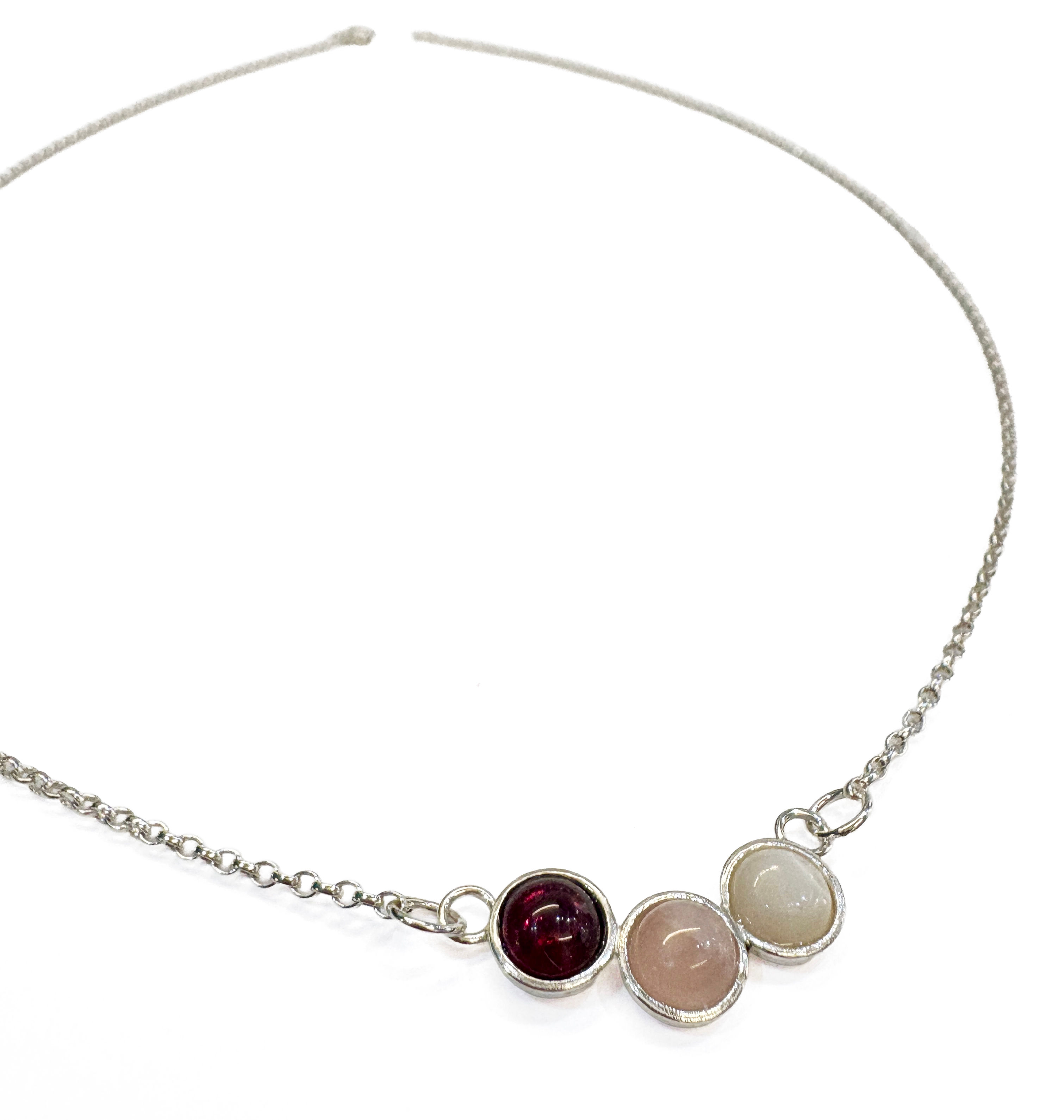 Abby Filer- Garnet, rose quartz and mother of pearl necklace