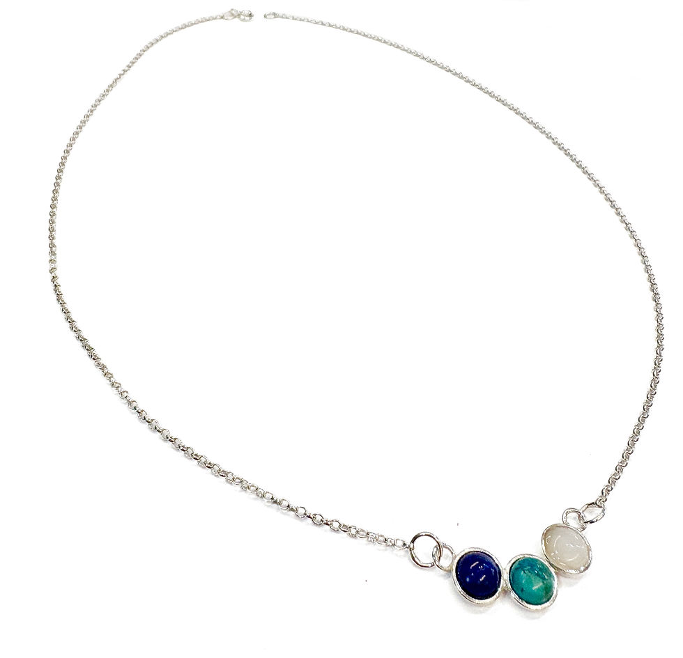 Thumbnail: mother of pearl, turquoise and lapis lazuli necklace