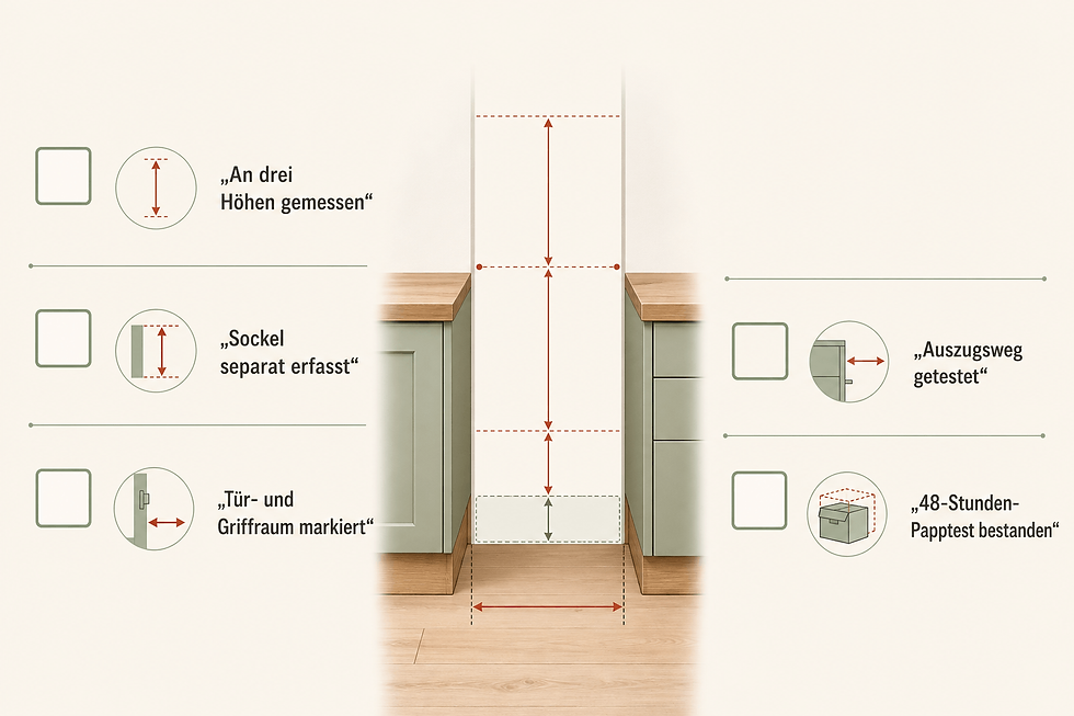 Schmale Küchenlücke richtig ausmessen: der 4-Punkt-Check: Checkliste