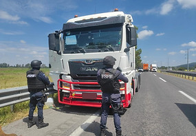 Secretaría de Seguridad y Paz asegura tractocamión y recupera 17 toneladas de alimento par