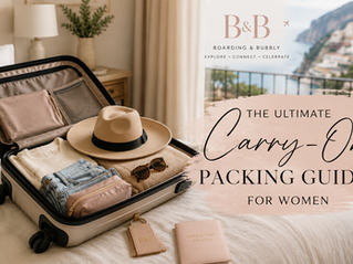 Woman’s carry-on suitcase packed with travel essentials for a trip