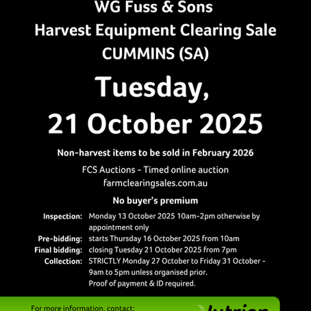 WG Fuss & Sons - Harvest Equipment Clearing Sale
