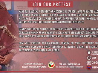 BNM protest in London against the enforced disappearances of Baloch women