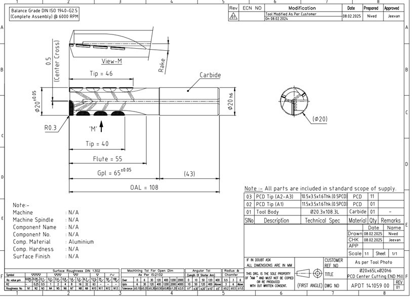PCD center Cutting Endmill