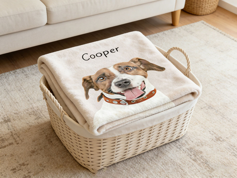 Thumbnail: Personalized Pet Photo Flannel Blanket – Custom Dog & Cat Portrait Keepsake Gift
