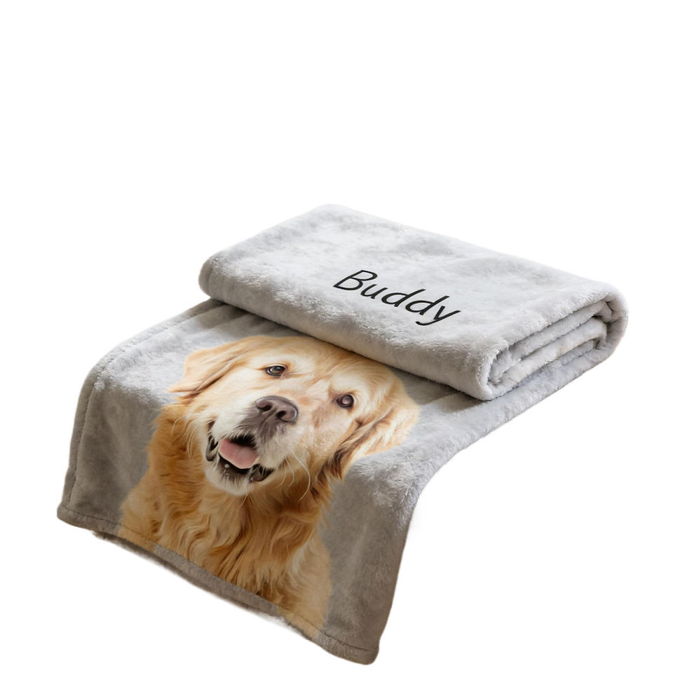 Thumbnail: Personalized Pet Photo Flannel Blanket – Custom Dog & Cat Portrait Keepsake Gift