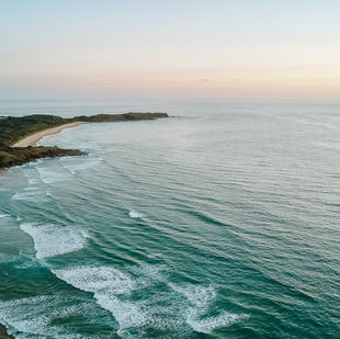 North Coast coastline from the sky, at dusk