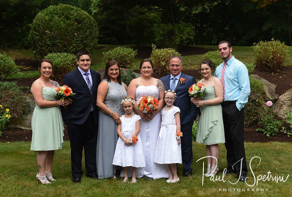 Samantha poses for a photo with her family prior to her June 2018 wedding ceremony at Chelo's Waterfront Bar & Grille in Warwick, Rhode Island.