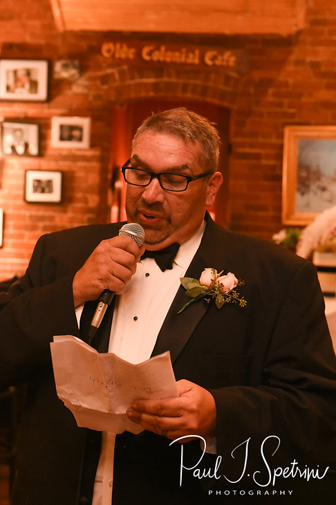 The best man gives a toast during Patti & Bob’s August 2018 wedding reception at the Olde Colonial Cafe in Norwood, Massachusetts.
