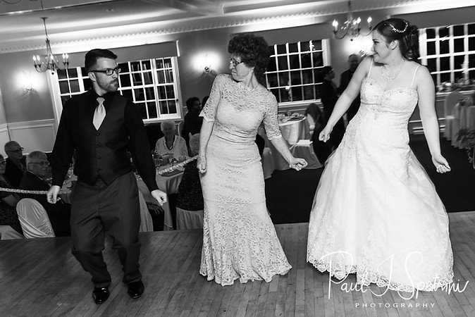Guests dance during Nate & Kaytii’s May 2018 wedding reception at Meadowbrook Inn in Charlestown, Rhode Island.