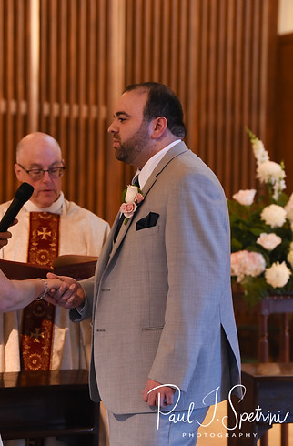 Anthony looks at Sarah during his October 2018 wedding ceremony at St. Augustine Catholic Church in Providence, Rhode island.